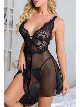 Bella Notte Siyah Tül Babydoll Dantel Gecelik Bella Notte 15501 - Alternatif Görünüm